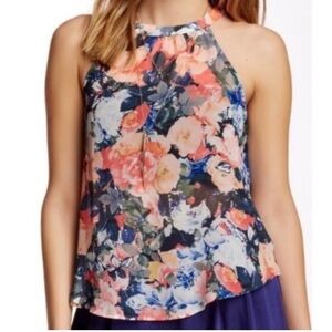ASTR Floral Flowy Open Back Sleeveless Tank Top